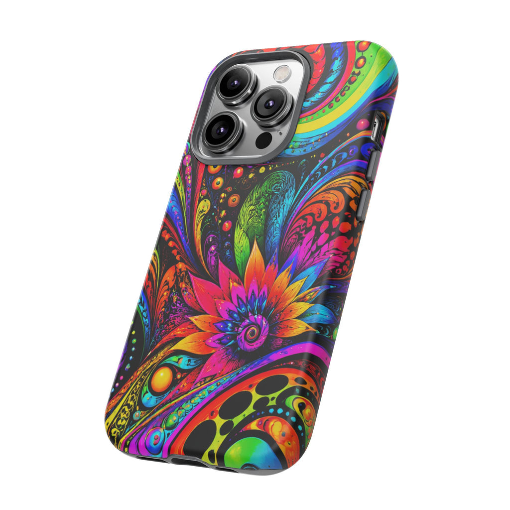 Psychedelic Floral Phone Case — Vibrant Swirl Tough Protective Cover