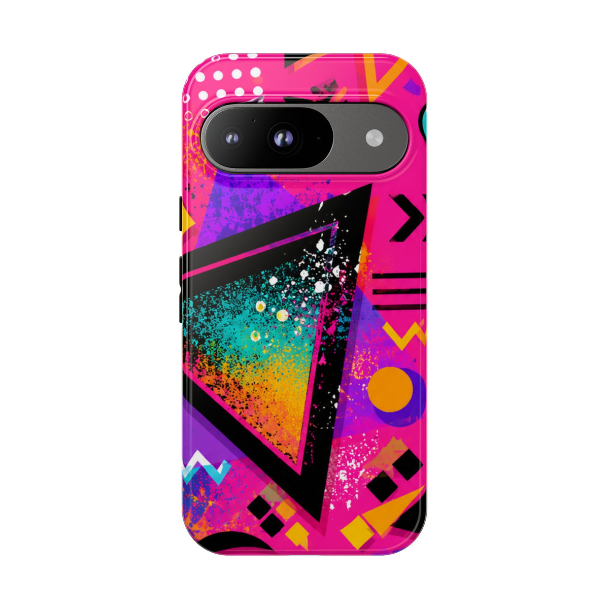 Retro 80s Geometric Phone Case — Neon Triangle Tough Case