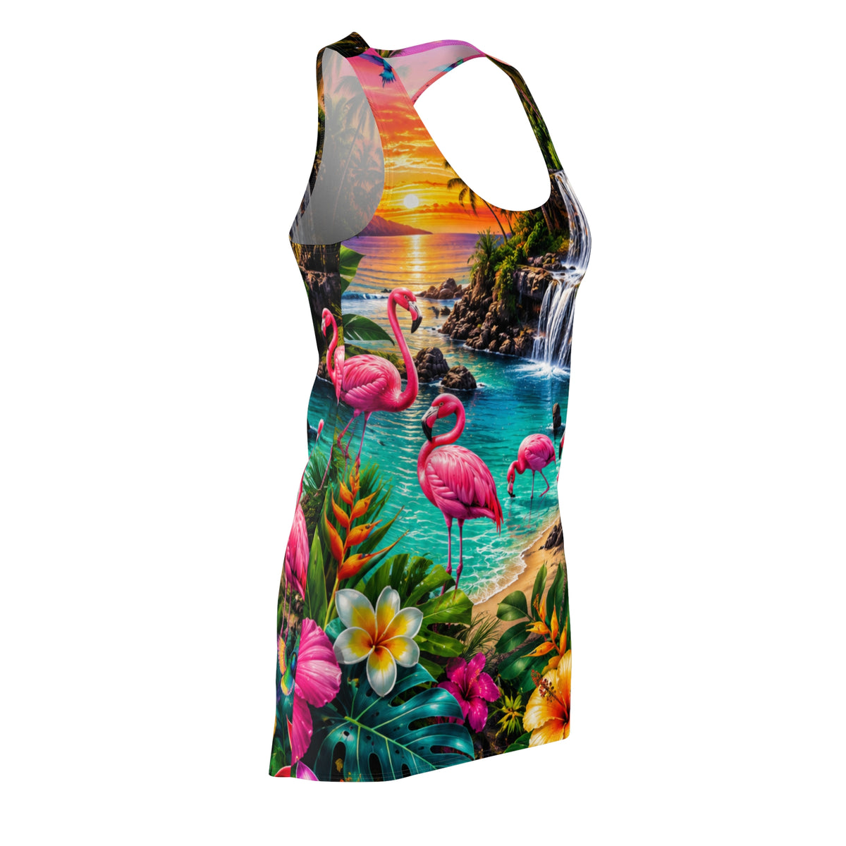 Tropical Flamingo Beach Dress | Racerback
