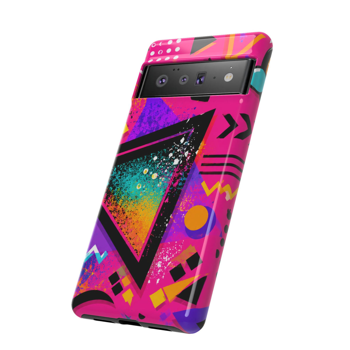 Retro 80s Geometric Phone Case — Neon Triangle Tough Case