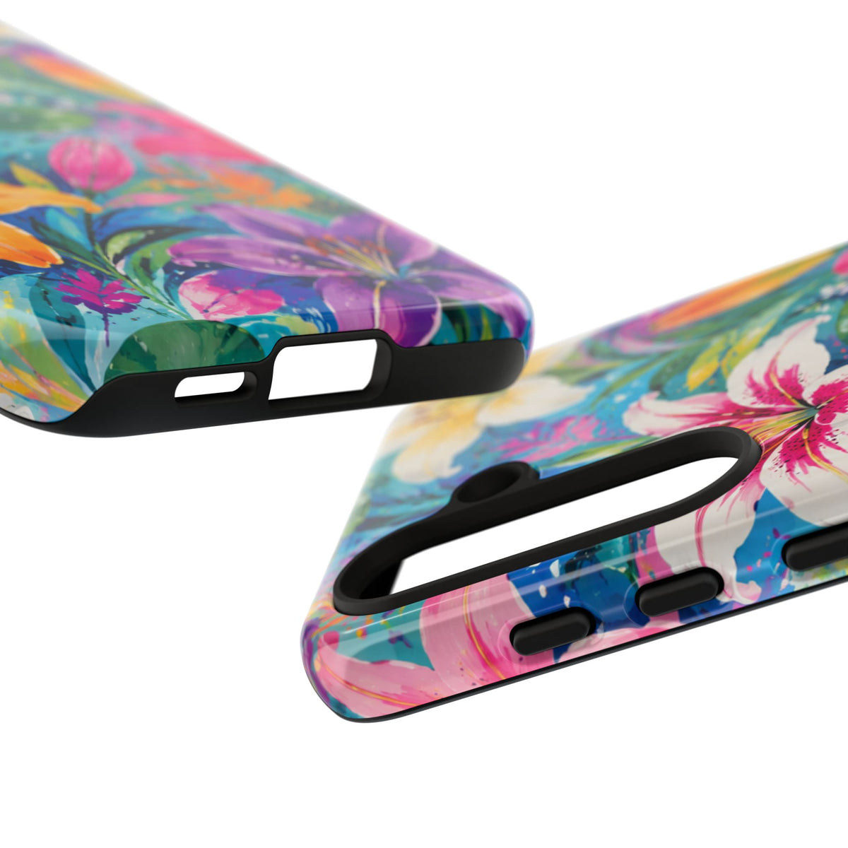 Floral Lily Tough Phone Case — Colorful Tropical Flower Protective Cover