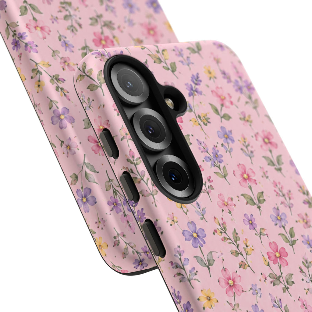 Floral Pink Tough Phone Case — Pastel Wildflower Protective Case