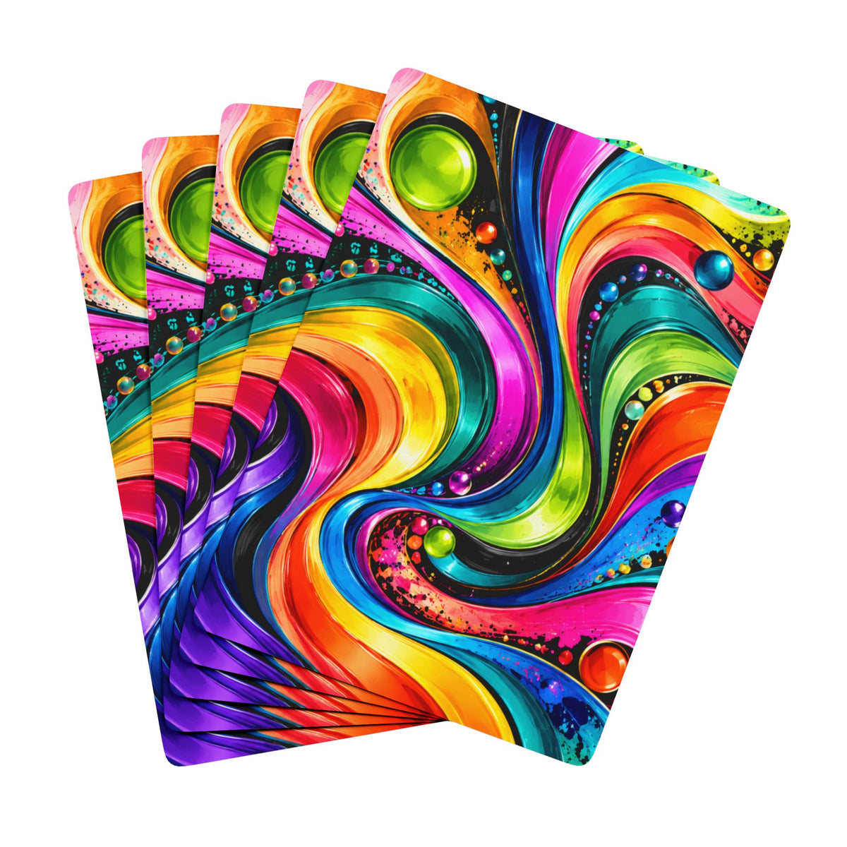 Psychedelic Swirl Poker Playing Cards — Vibrant Back Design, Standard Ace Spade Face