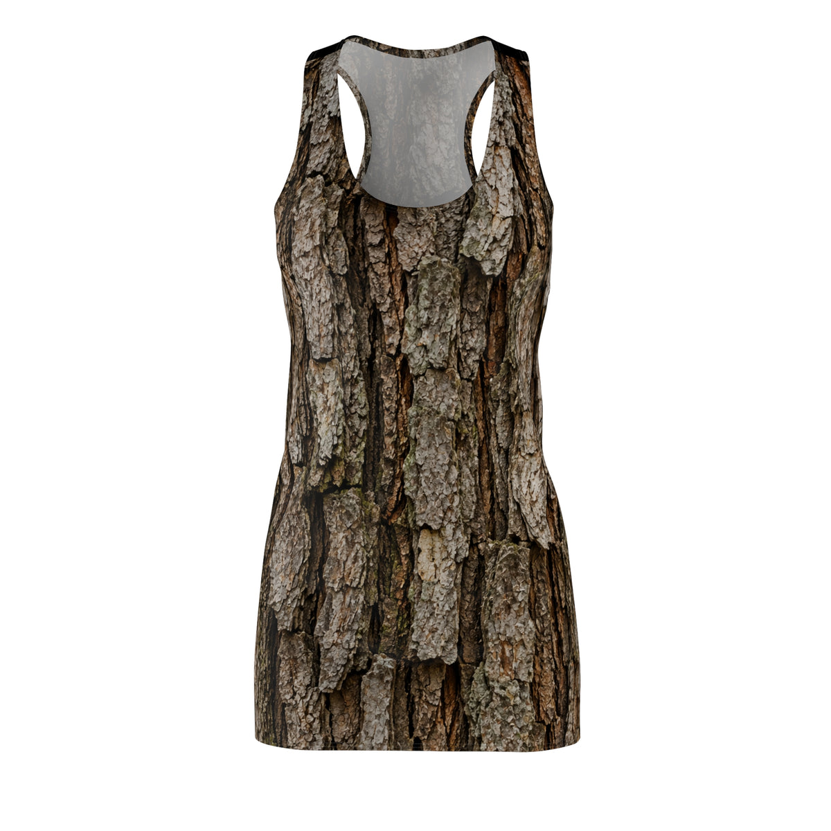 Bark Print Racerback Dress — Rustic Tree Bark All-Over Print