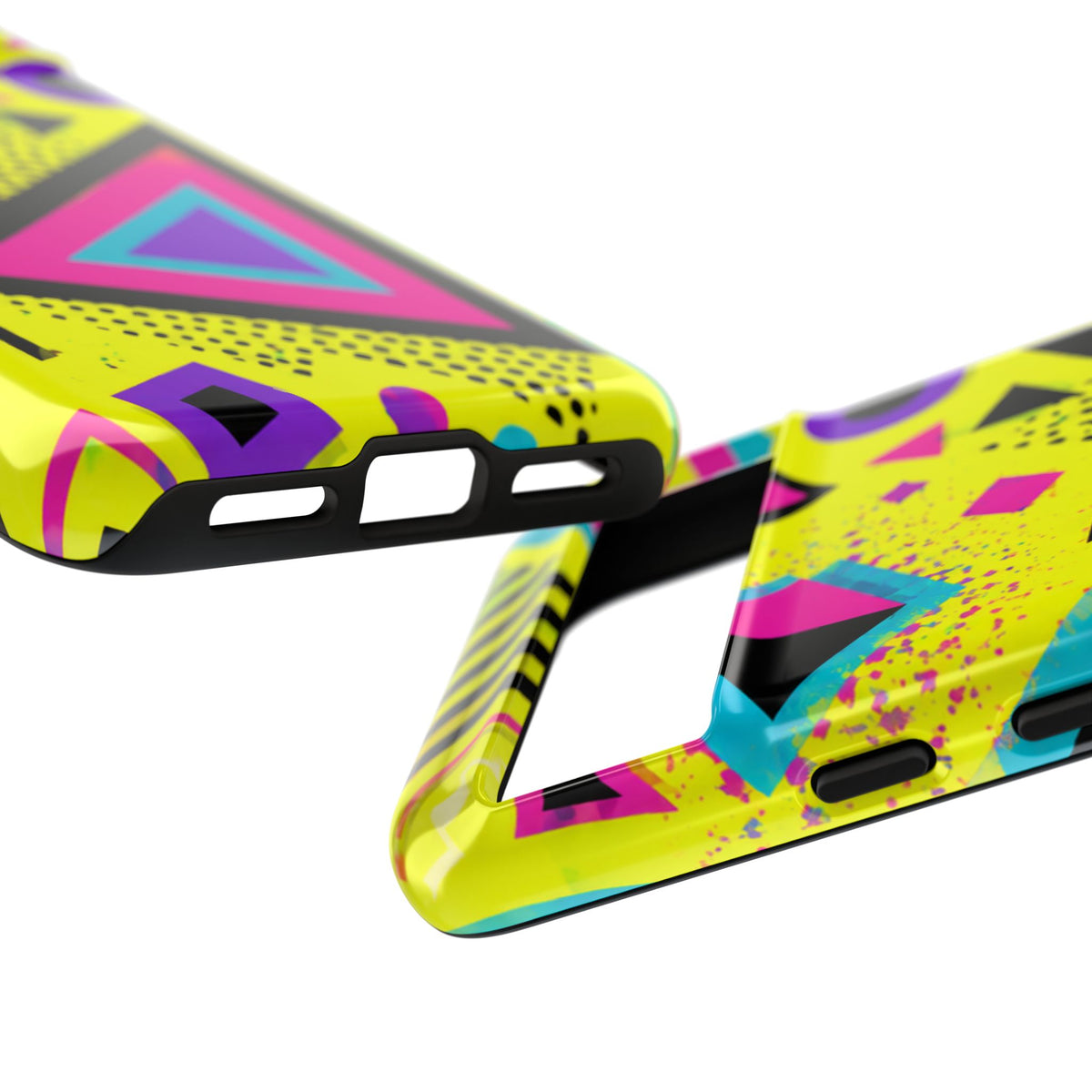Retro 80s Geometric Phone Case — Neon Memphis Triangle Design