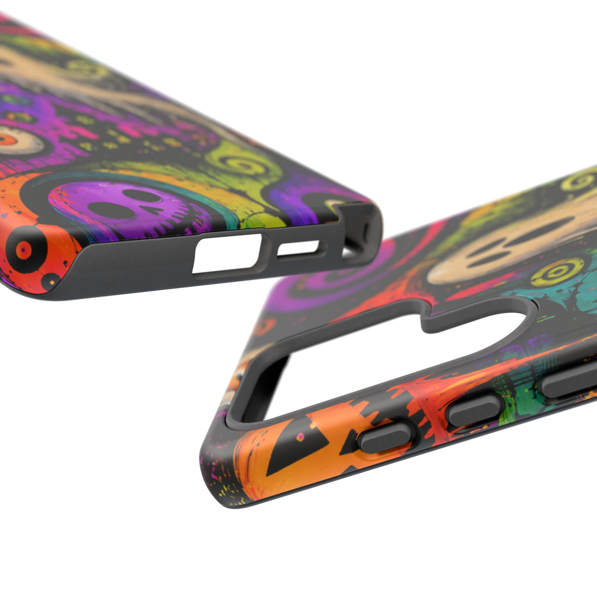 Halloween Ghost Phone Case — Colorful Spooky Skull & Haunted House Tough Case