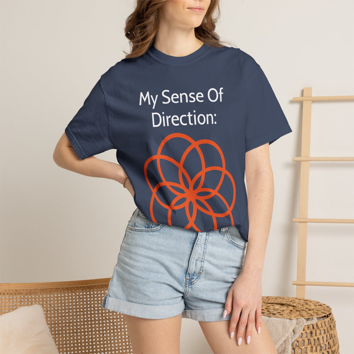 My Sense Of Direction: Compass Flower T-shirt | Funny Directional Tee