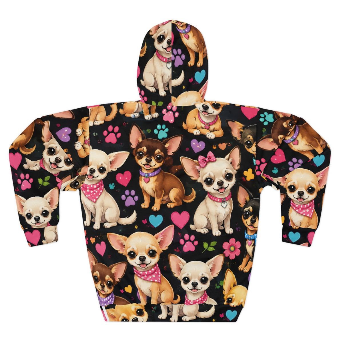Chihuahua Pattern Hoodie | Cute Chihuahuas, Hearts & Paw Prints