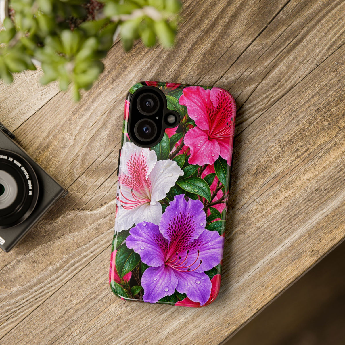 Floral Azalea Phone Case — Vibrant Pink & Purple Blossom Protection