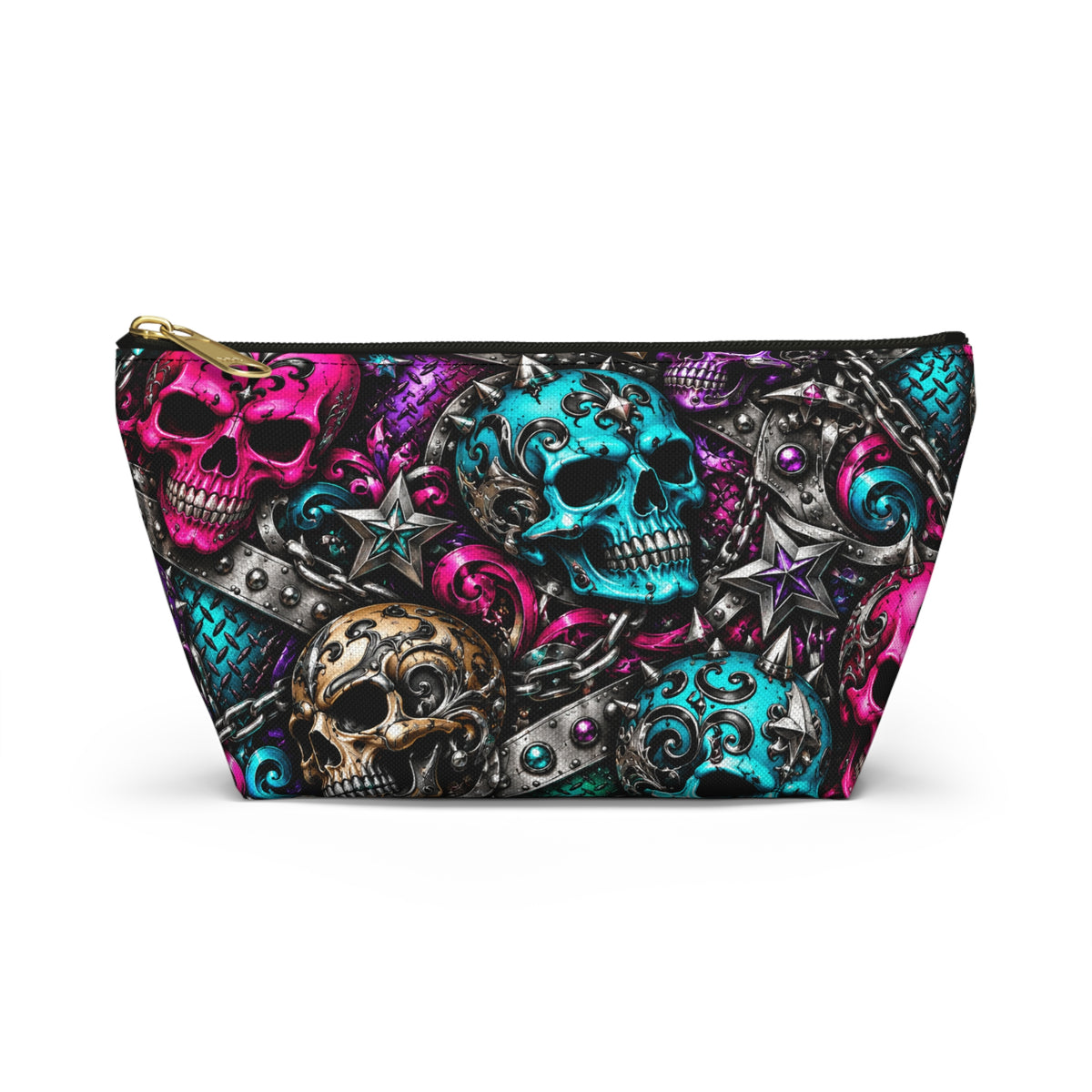 Colorful Sugar Skull Pattern Accessory Pouch