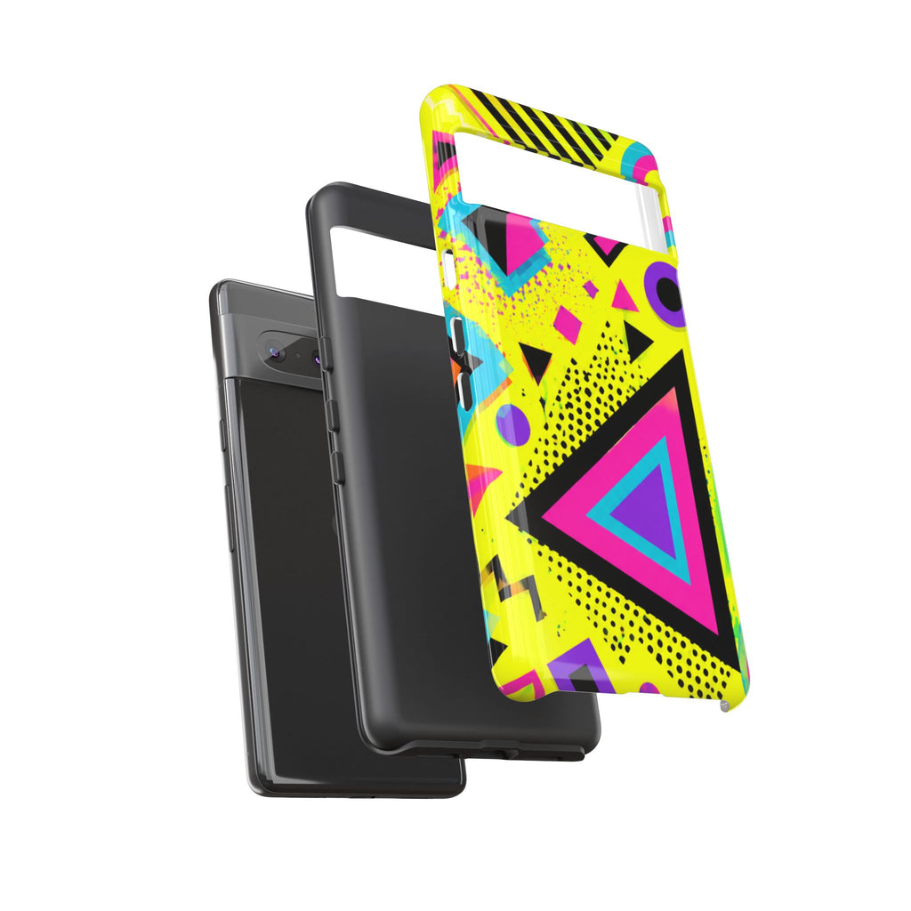 Retro 80s Geometric Phone Case — Neon Memphis Triangle Design