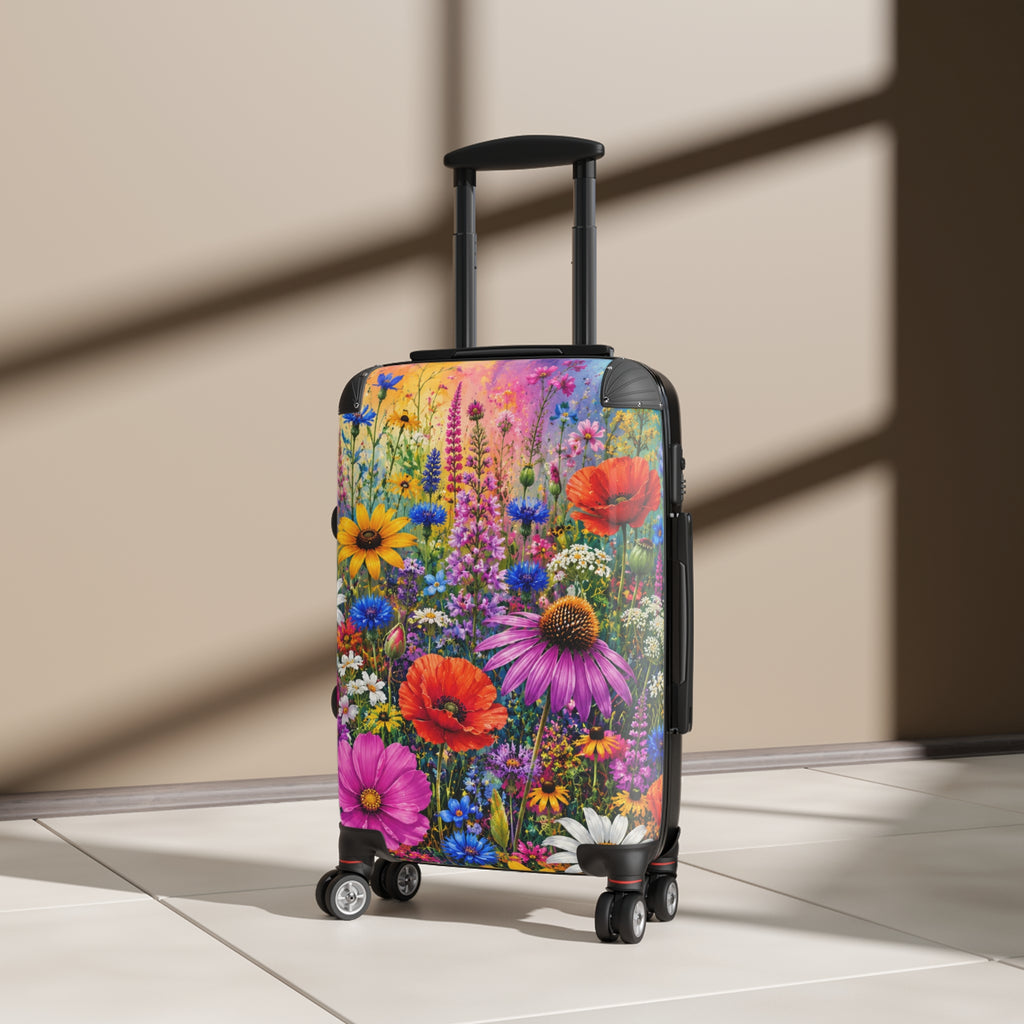 Floral Meadow Suitcase – Colorful Wildflower Rolling Luggage