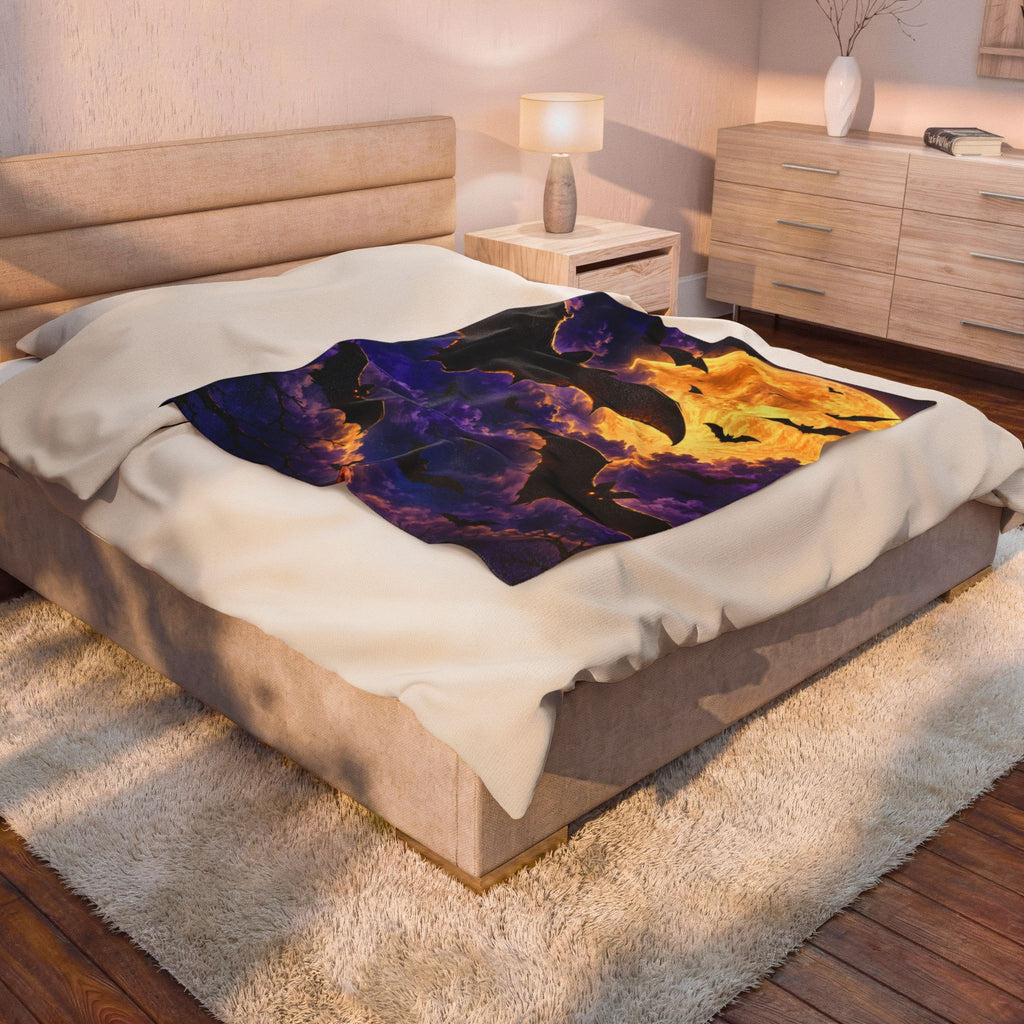 Halloween Bat Moon Velveteen Plush Blanket
