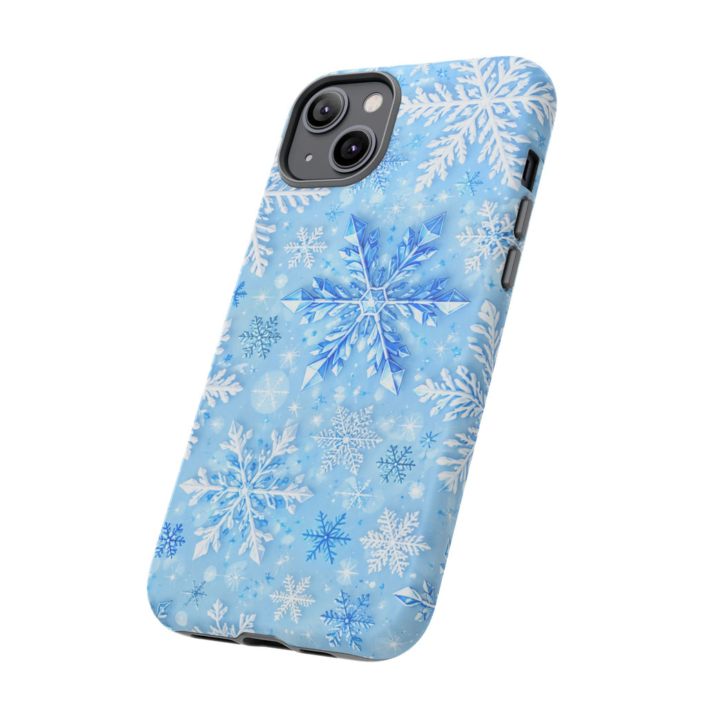 Winter Snowflake Tough Phone Case — Blue Holiday Protective Cover