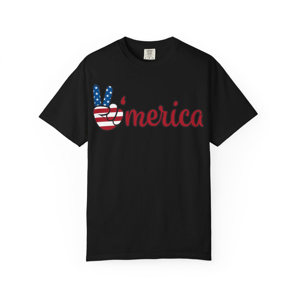 'Merica Patriotic Peace Sign T-Shirt – American Flag Fourth of July Tee