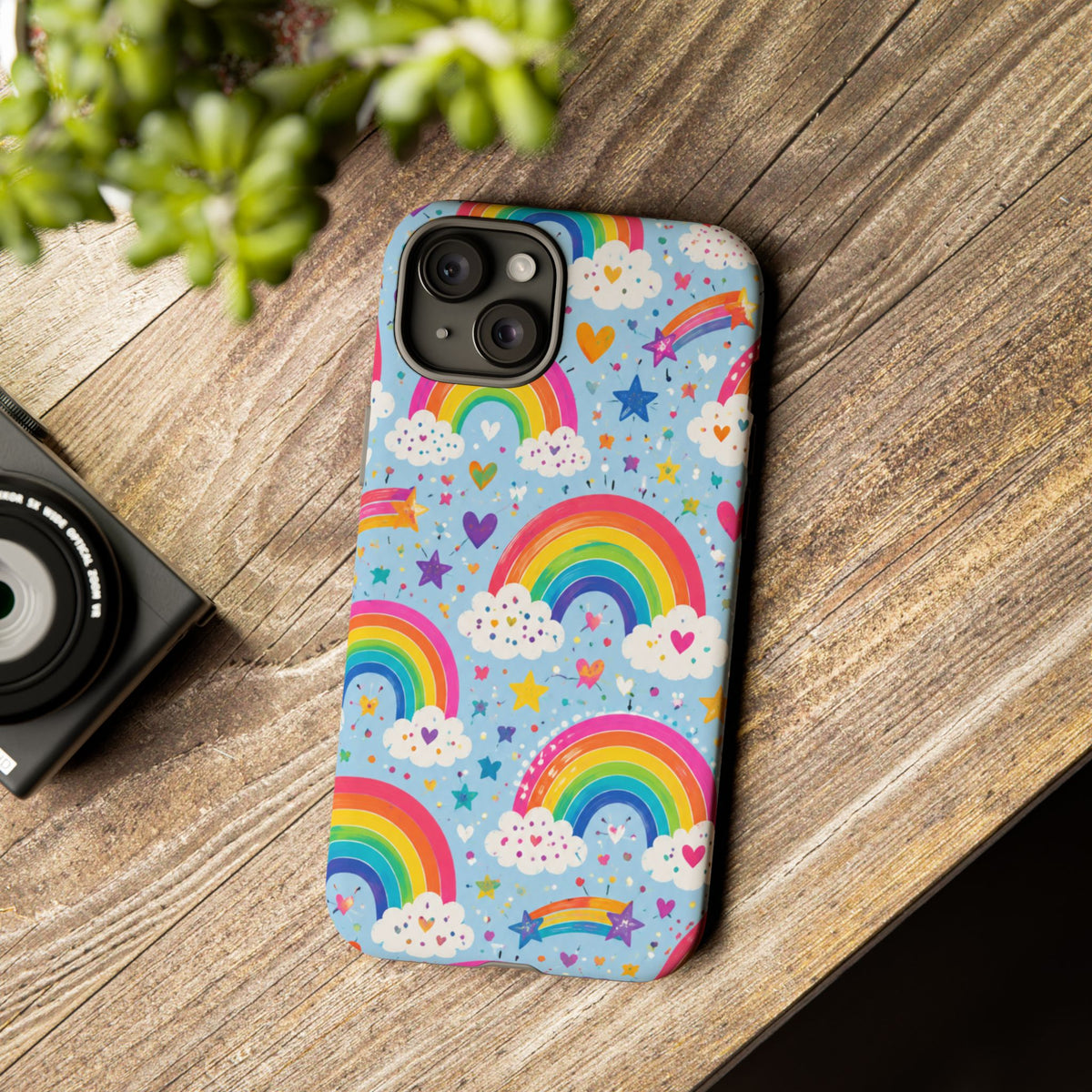 Rainbow Clouds Phone Case — Cute Pastel Rainbow Pattern Tough Case