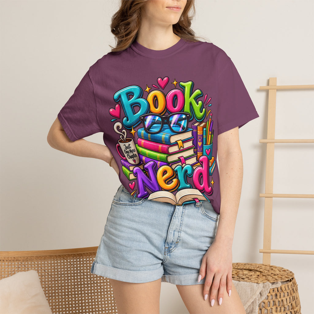 Book Nerd T-Shirt | Colorful Stacked Books Illustration