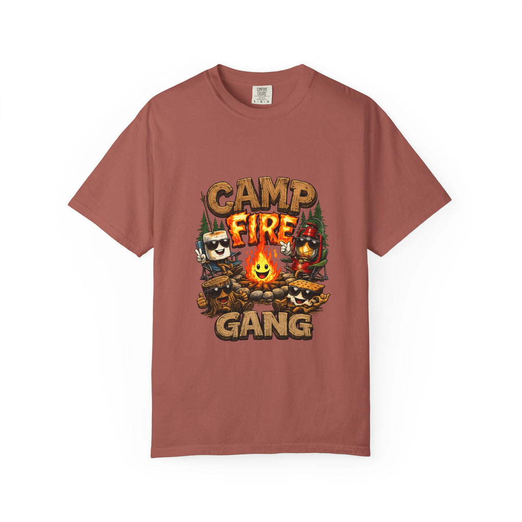 Campfire Gang T-Shirt | Camping Cartoon S'mores Bonfire Design