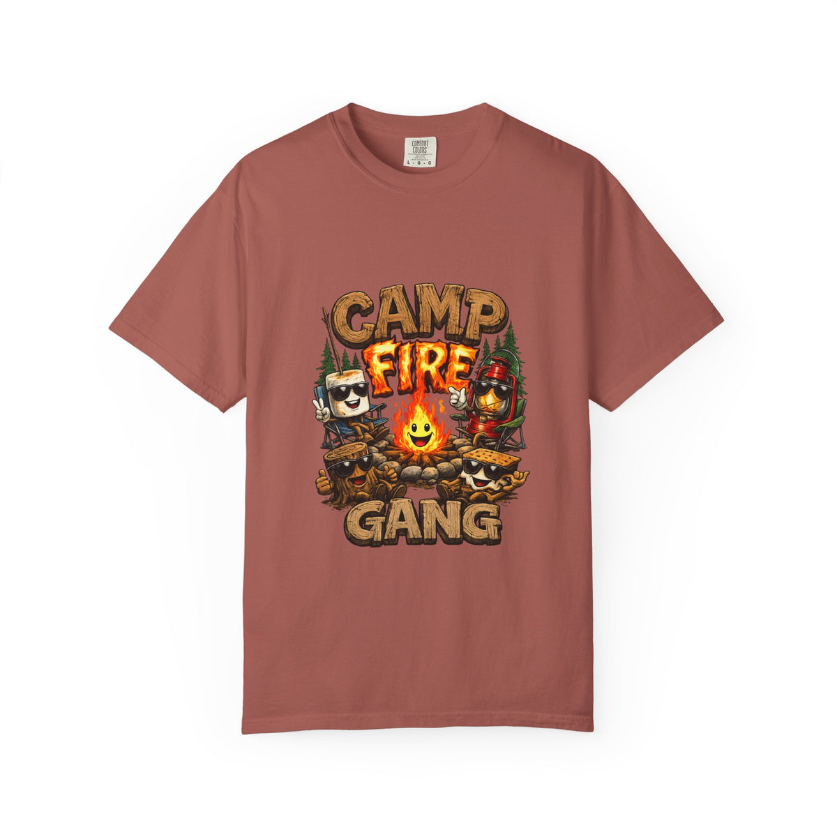 Campfire Gang T-Shirt | Camping Cartoon S'mores Bonfire Design