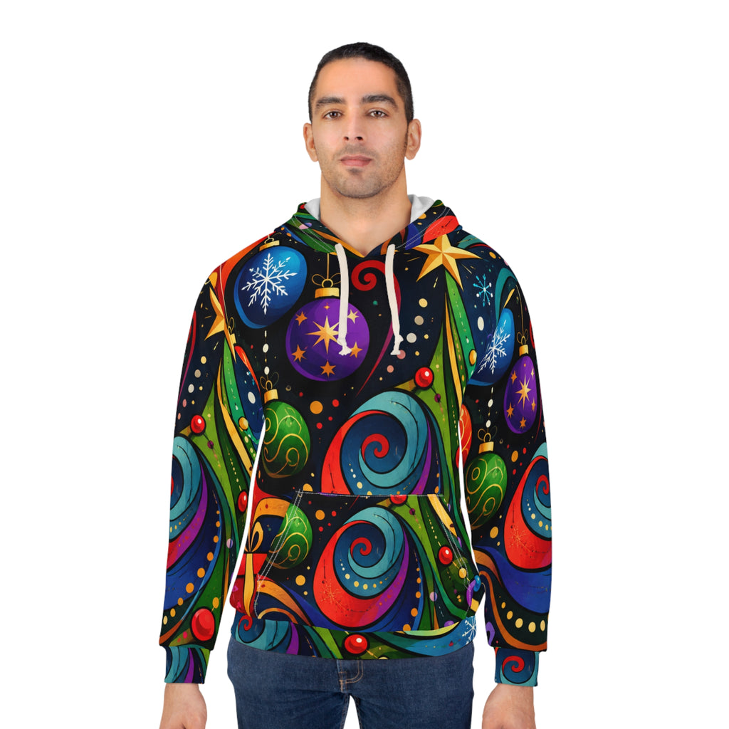 Colorful Christmas Tree Hoodie — Festive Holiday Ornament Pullover