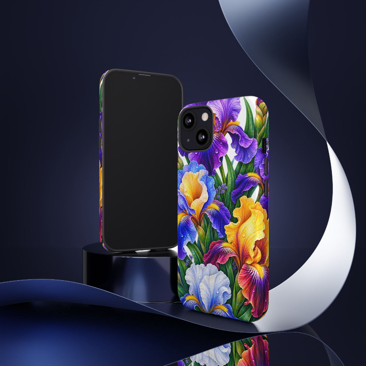 Floral Iris Tough Phone Case — Colorful Watercolor Iris Protective Cover