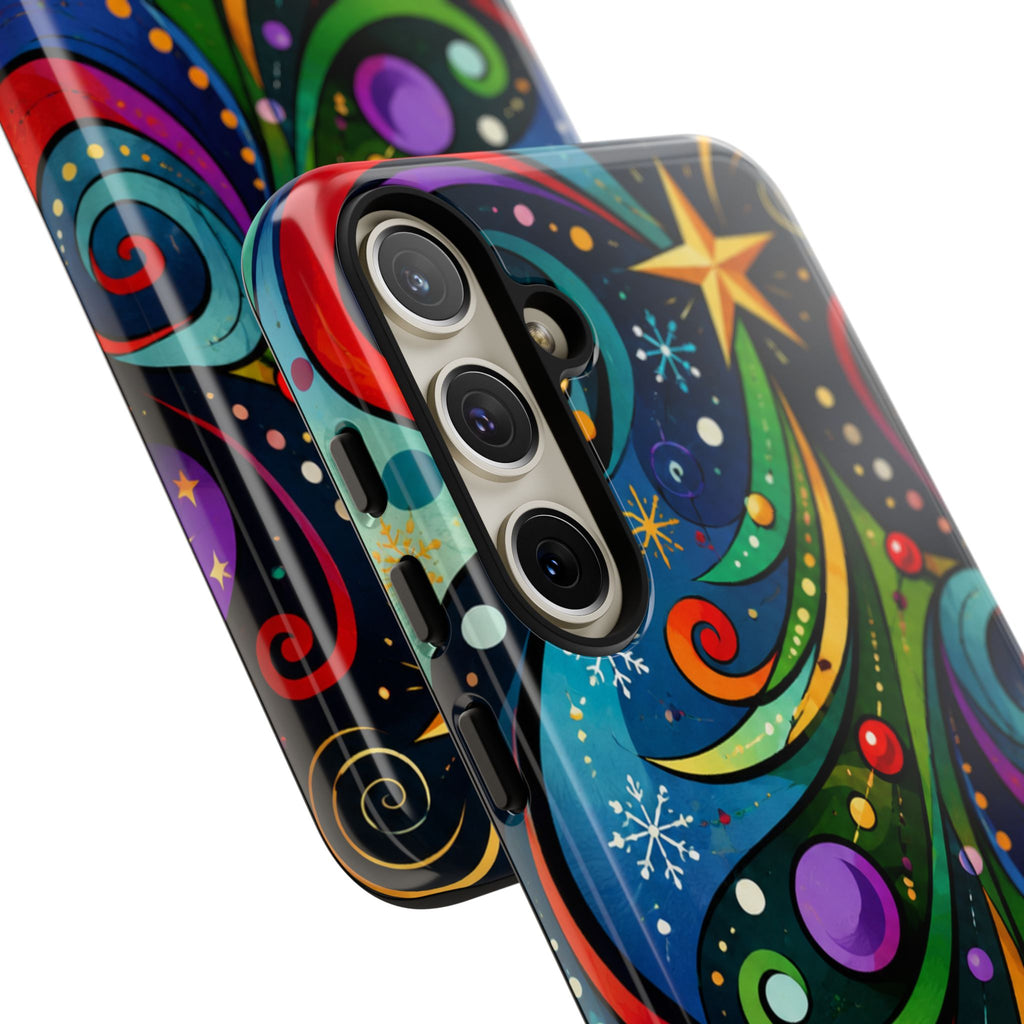 Colorful Swirl Christmas Tree Tough Phone Case