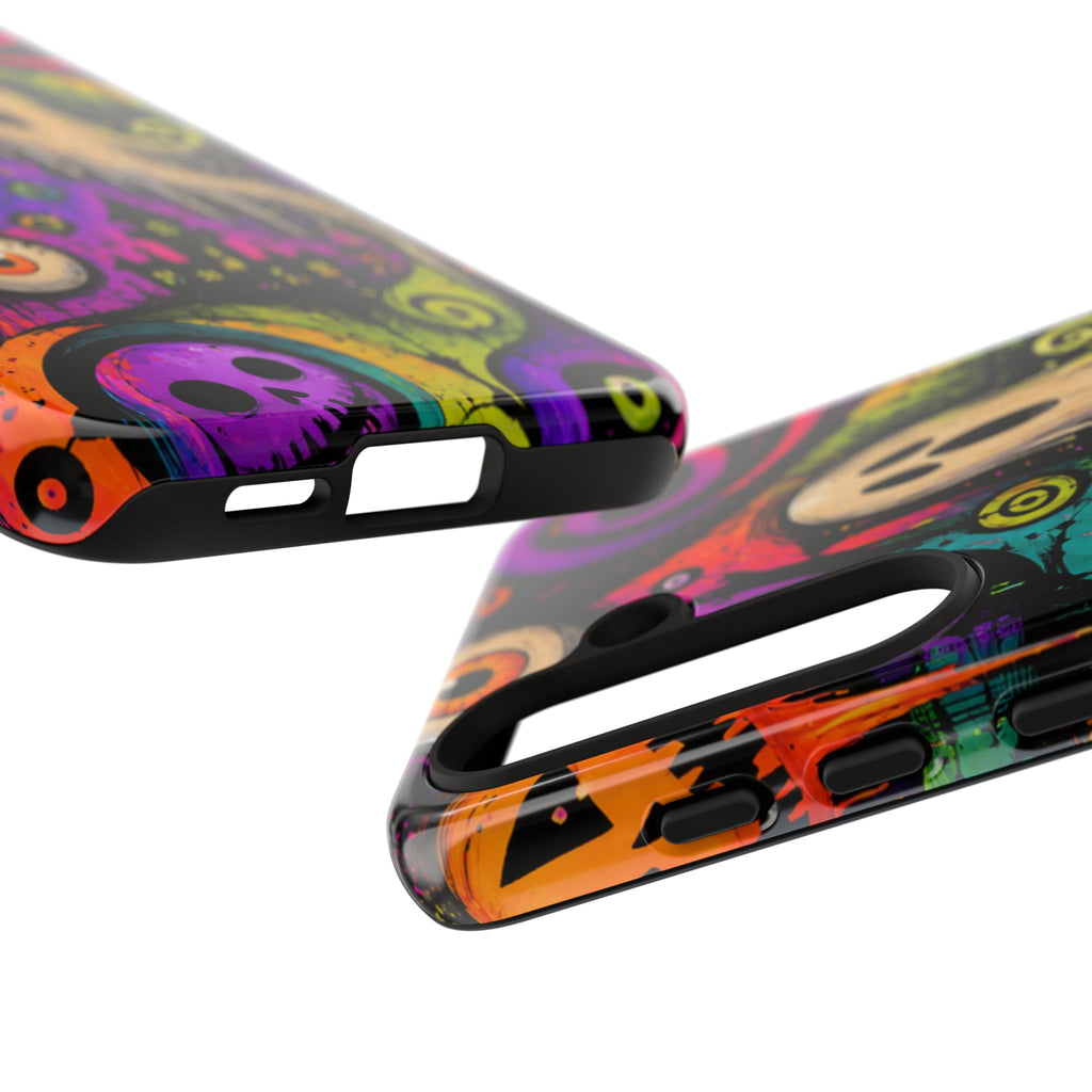 Halloween Ghost Phone Case — Colorful Spooky Skull & Haunted House Tough Case