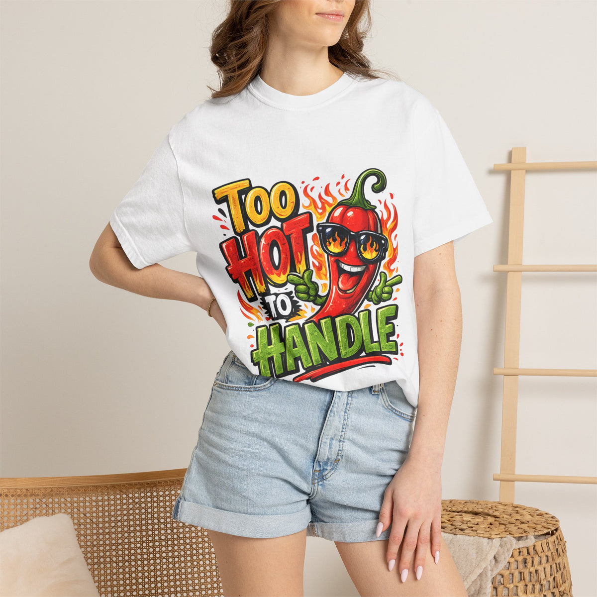 Too Hot to Handle pepper graphic T-shirt | spicy chili design