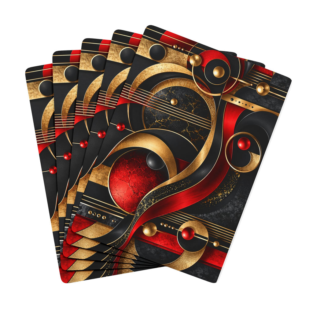 Art Deco Poker Playing Cards — Luxury Red & Gold Casino Deck