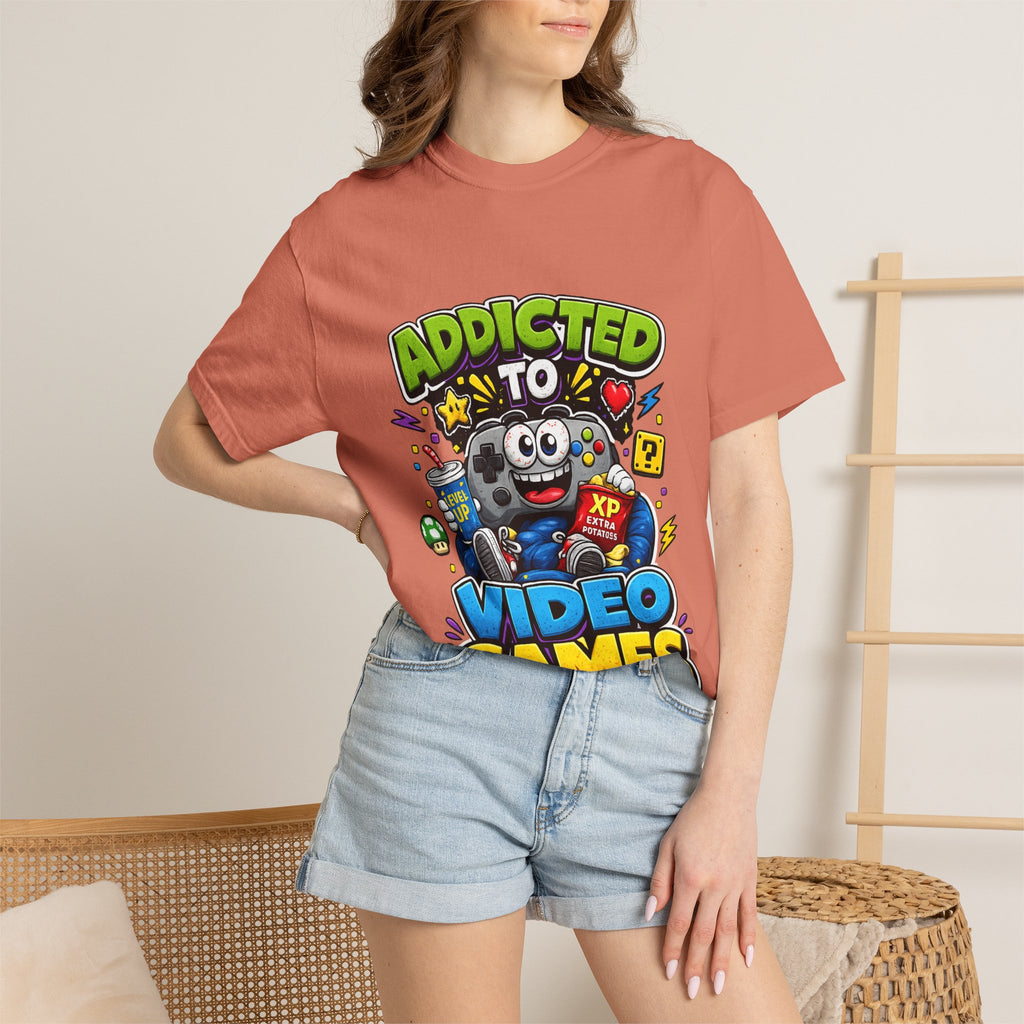 Addicted to Video Games T-Shirt | Gamer Controller Graphic Tee