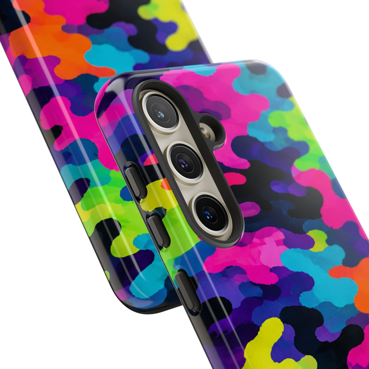 Neon Camo Tough Phone Case — Bright Rainbow Protective iPhone Cover