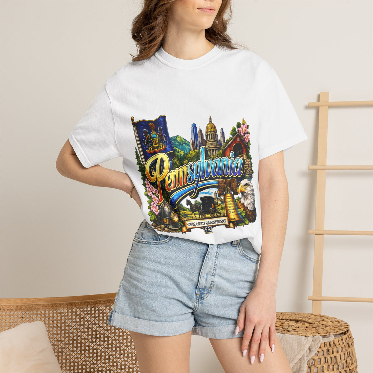 Pennsylvania Vintage Postcard T-Shirt | State Skyline Tee