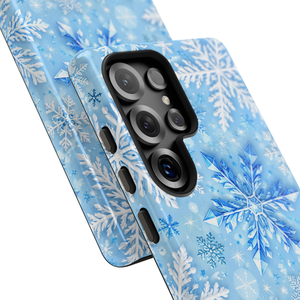 Winter Snowflake Tough Phone Case — Blue Holiday Protective Cover