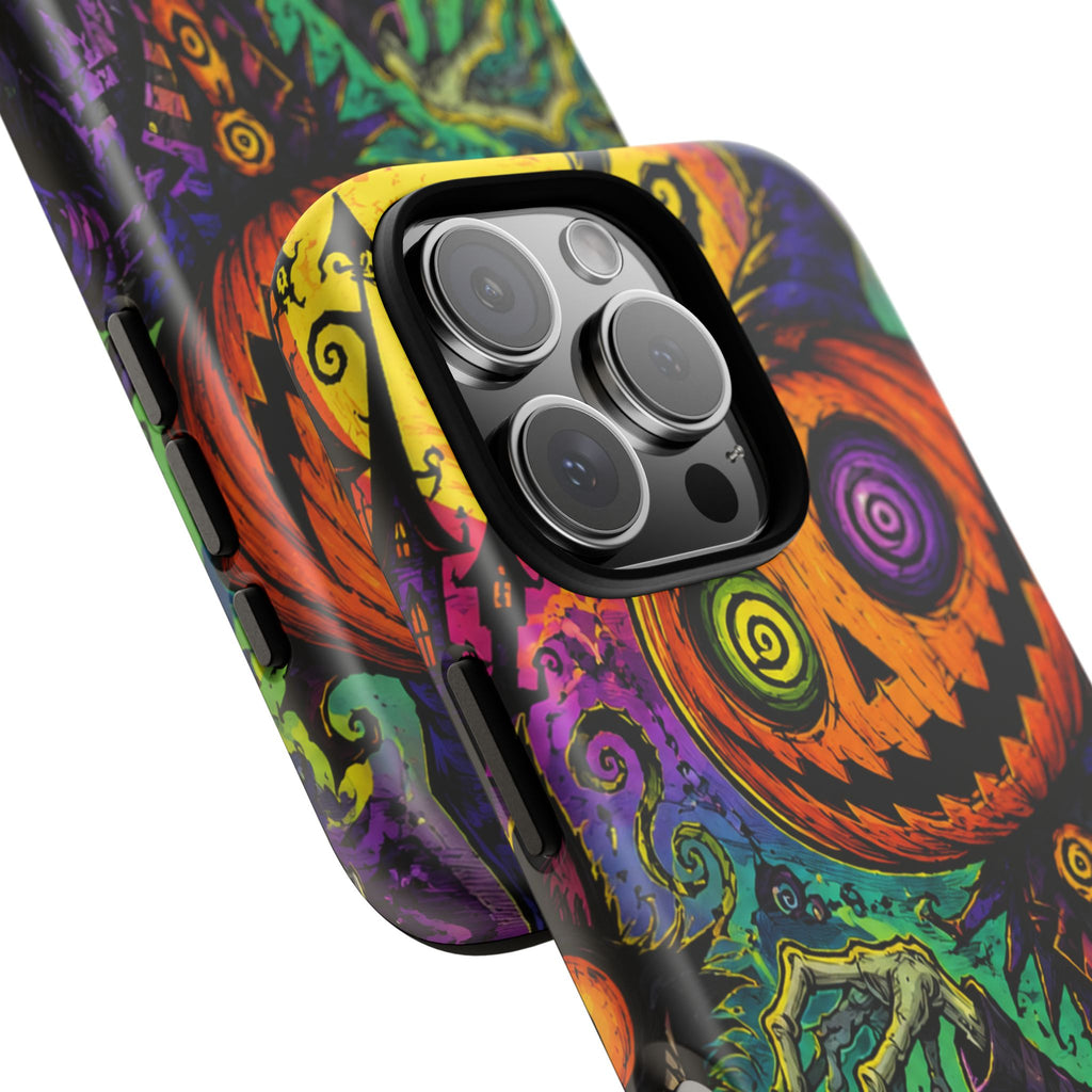 Halloween Pumpkin Skull Phone Case — Psychedelic Jack-o'-Lantern Tough Case