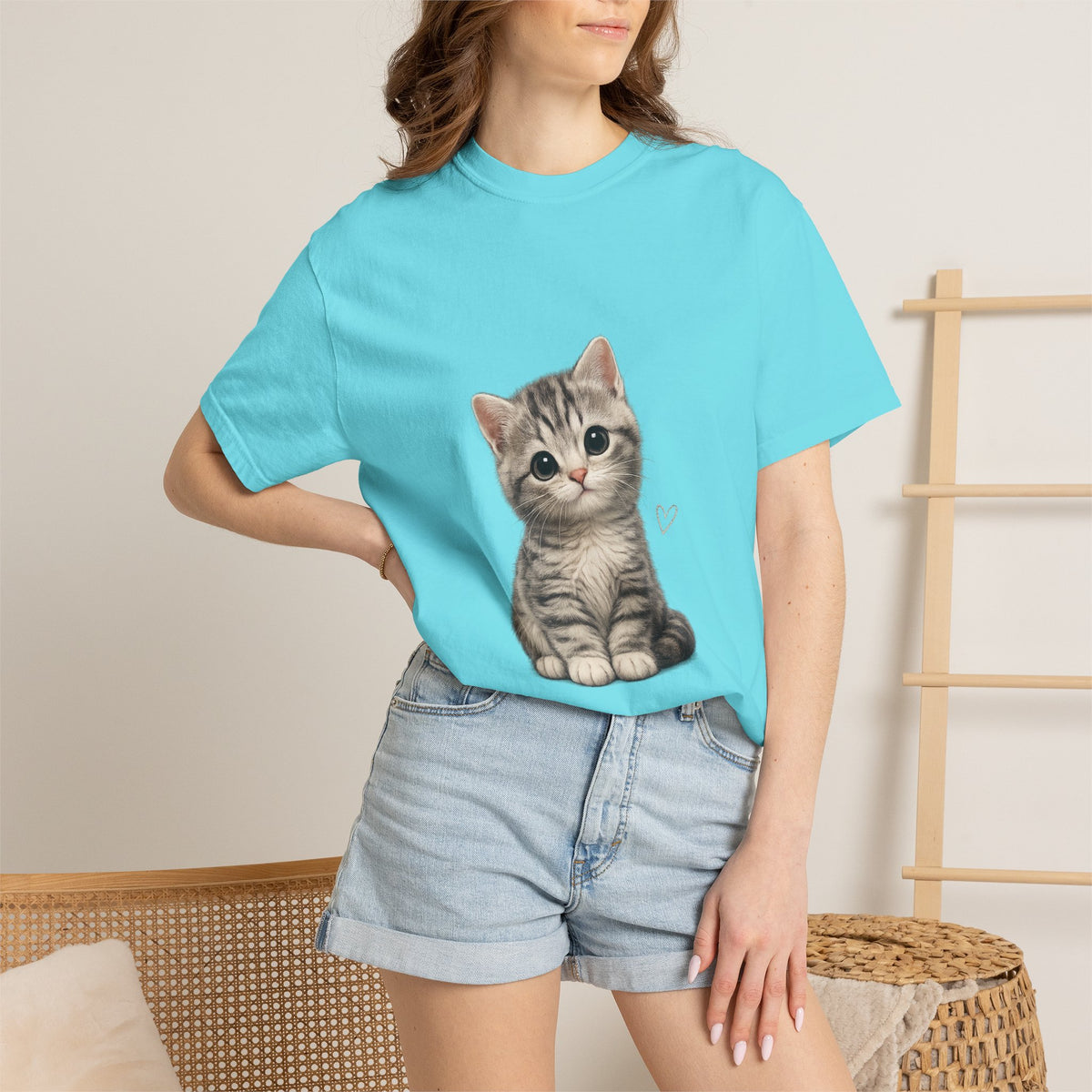 Smiling Tabby Kitten T-Shirt | Cute Cat Illustration