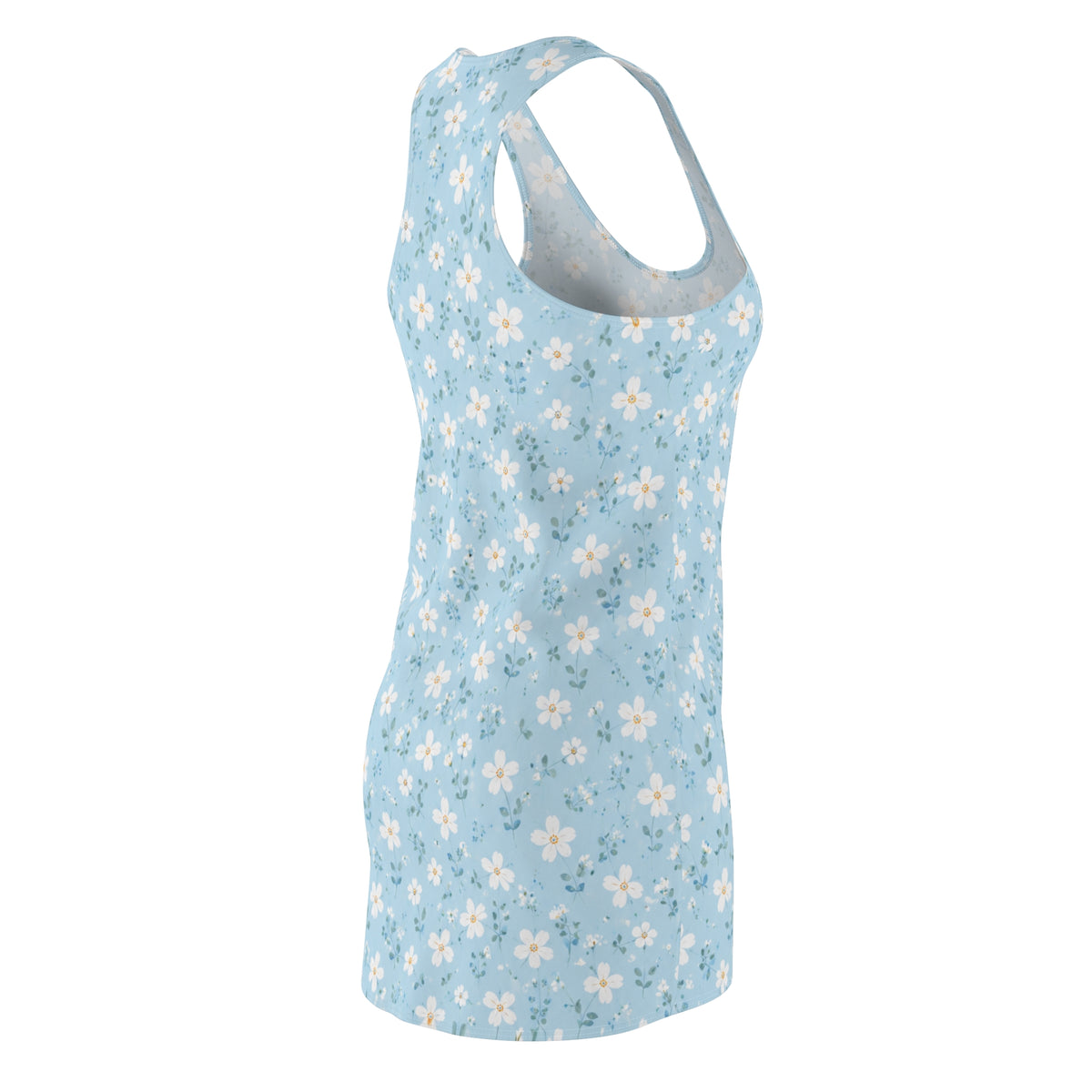 Floral Daisy Racerback Dress — Light Blue All-Over Print