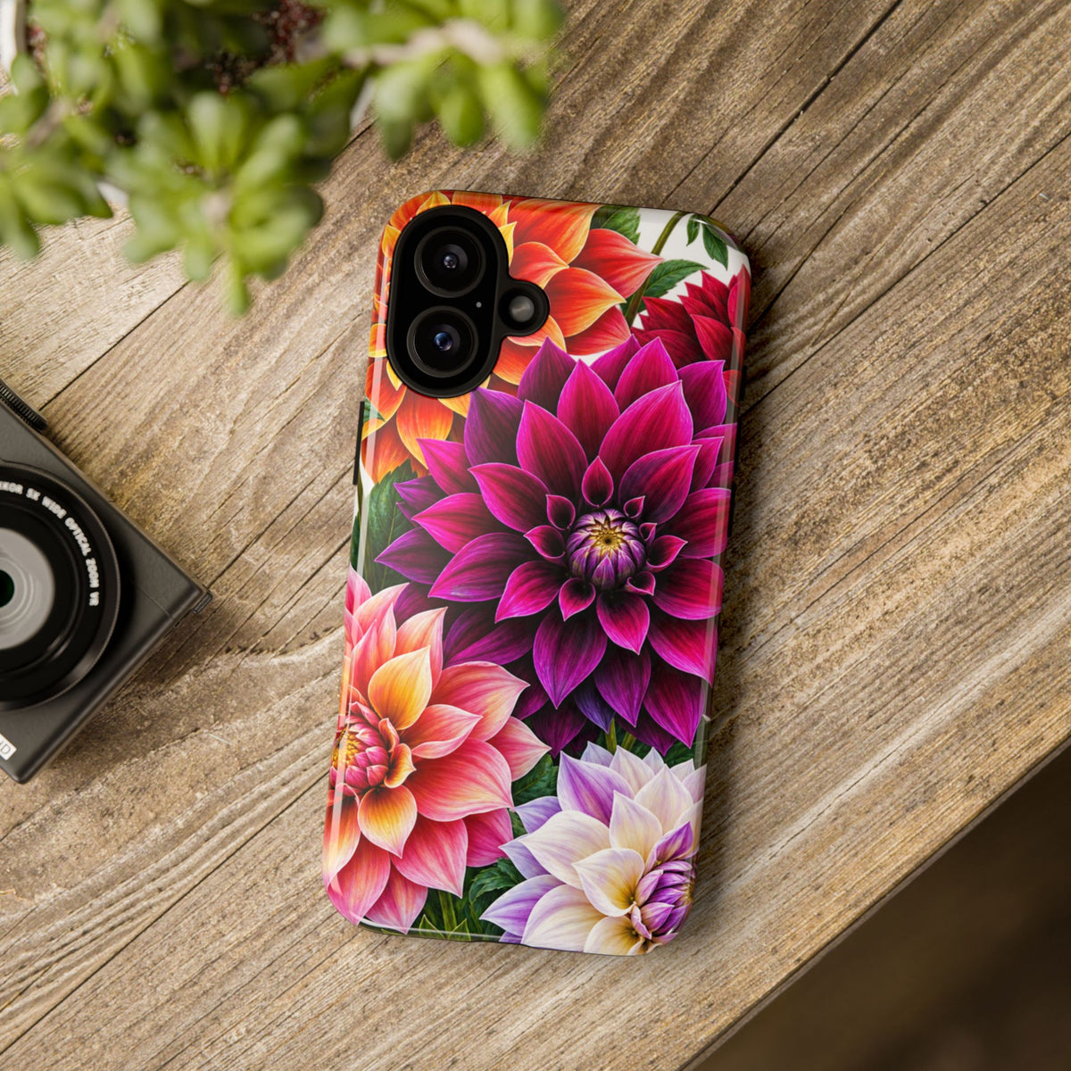 Floral Dahlia Tough Phone Case — Vibrant Protective Floral Phone Cover