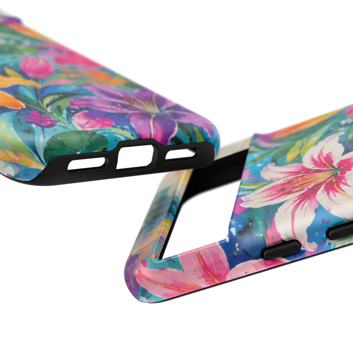 Floral Lily Tough Phone Case — Colorful Tropical Flower Protective Cover