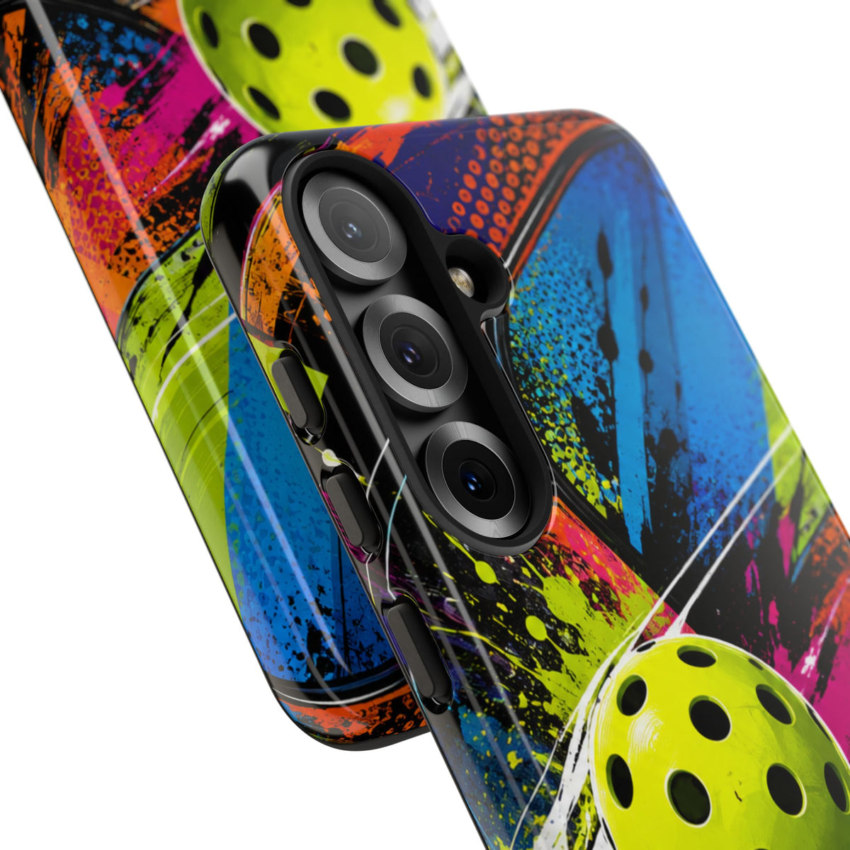 Pickleball Phone Case – Neon Paddle & Ball Splash Tough Case