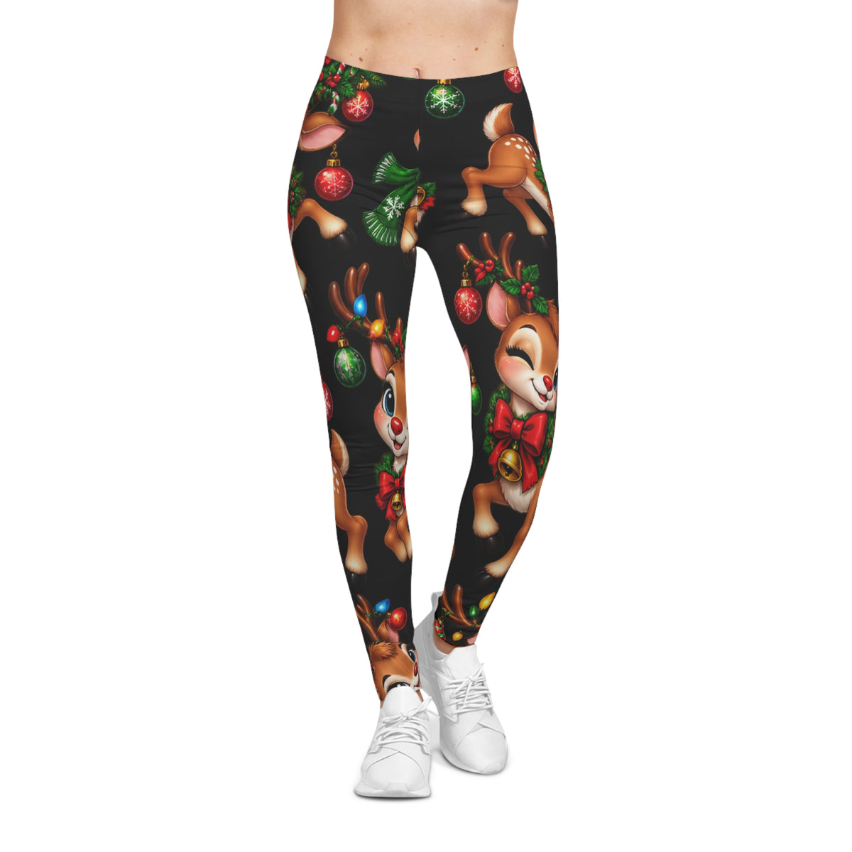 Christmas Reindeer Leggings — Cute Holiday All-Over Print
