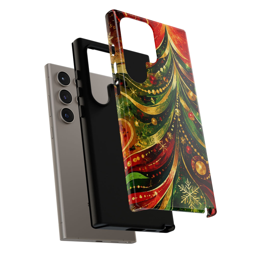 Christmas Tree Tough Phone Case — Festive Red & Green Holiday Phone Cover