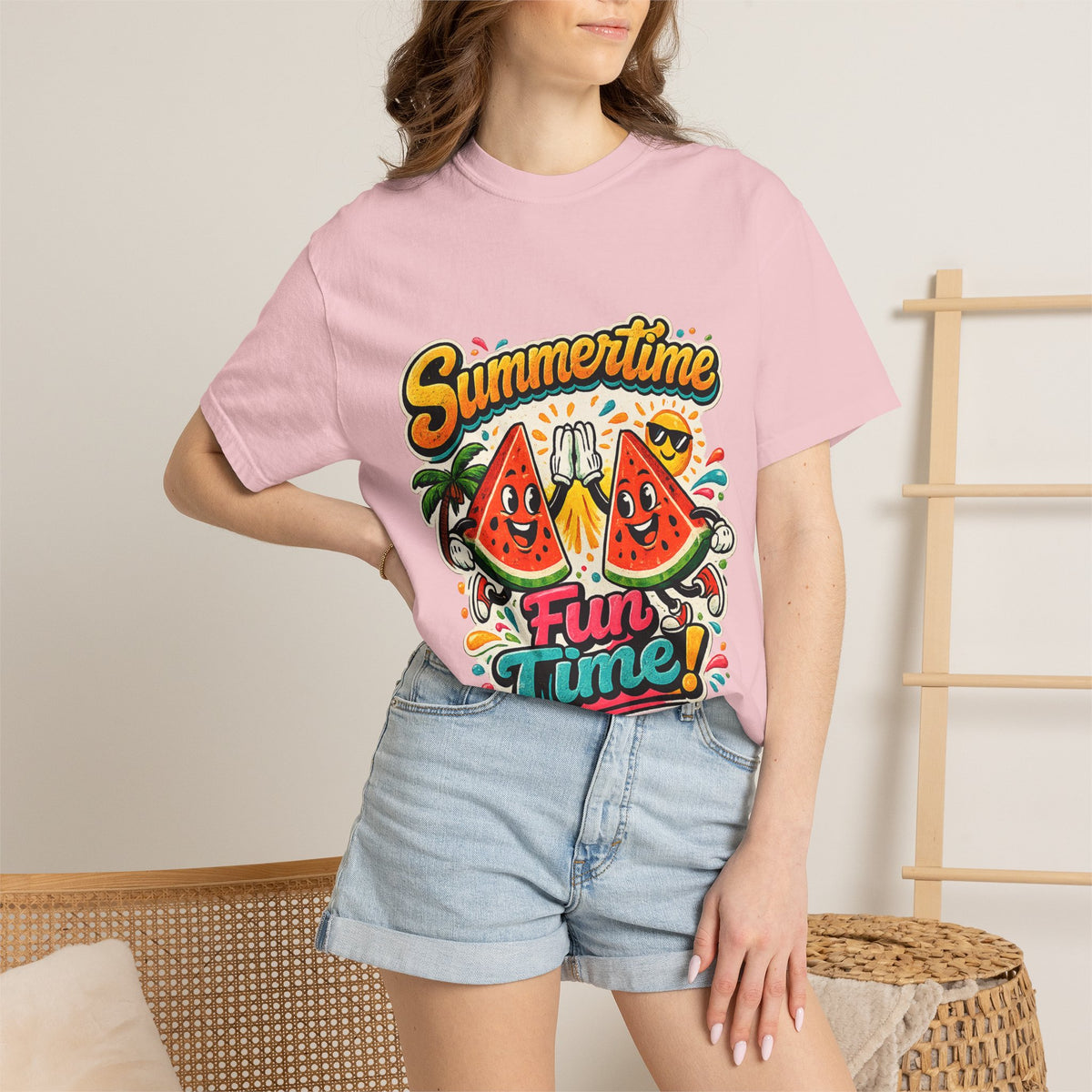 Summertime Fun Time Watermelon Graphic T-Shirt