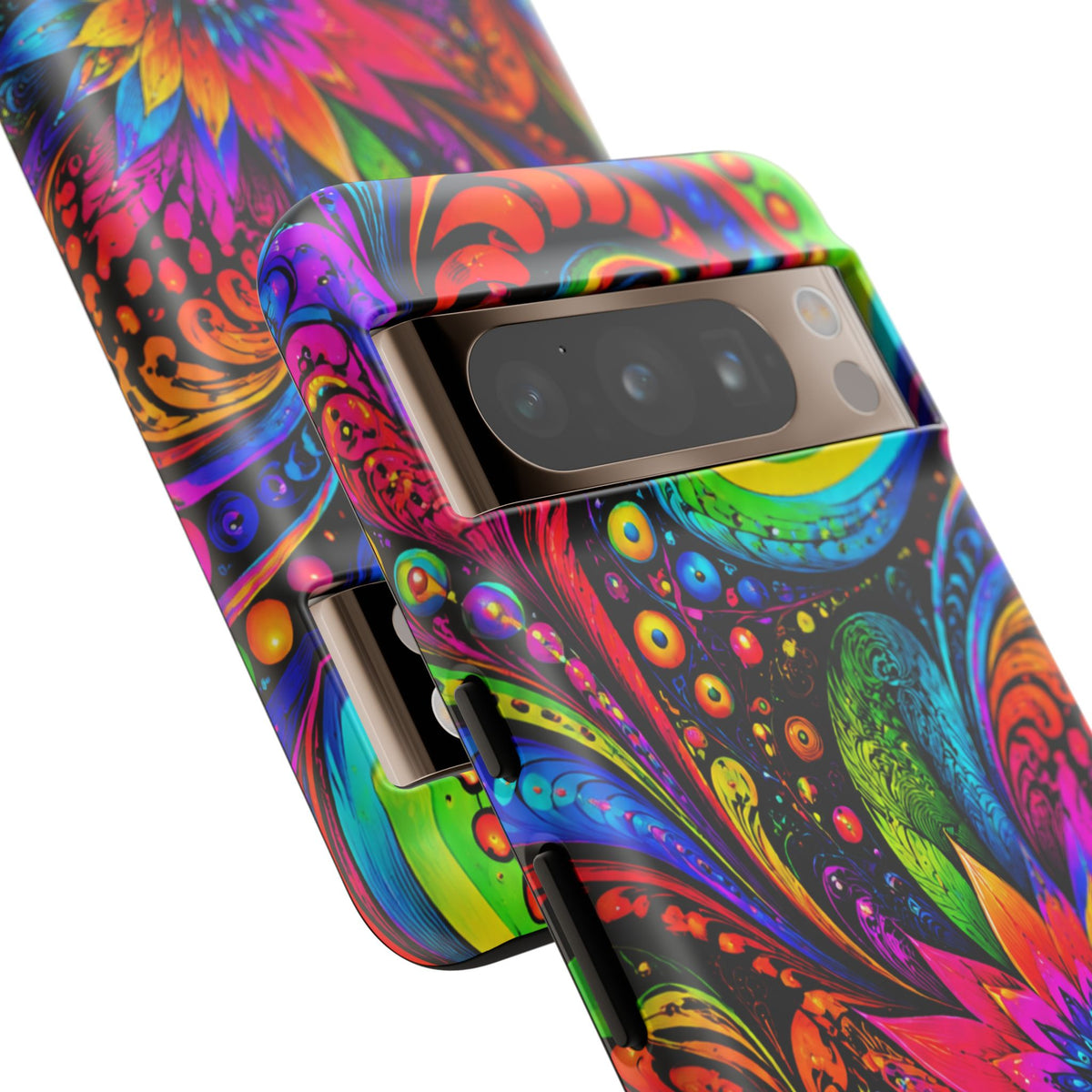 Psychedelic Floral Phone Case — Vibrant Swirl Tough Protective Cover