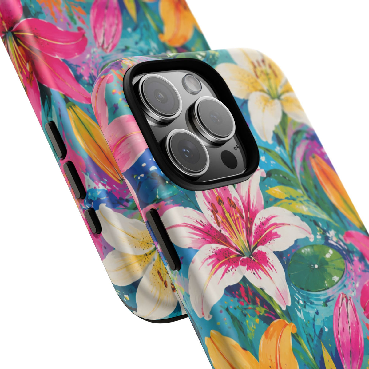 Floral Lily Tough Phone Case — Colorful Tropical Flower Protective Cover