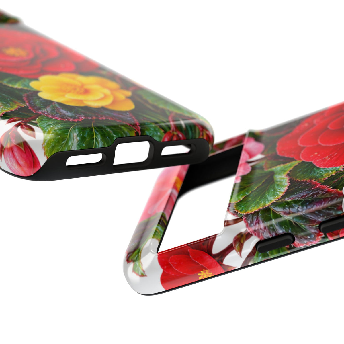 Floral Begonia Phone Case — Vibrant Red, Pink & Yellow Blossom Protective Cover