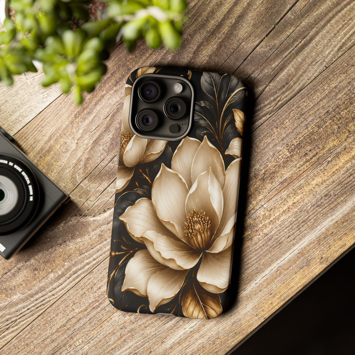 Floral Tough Case — Elegant Gold Magnolia Phone Case