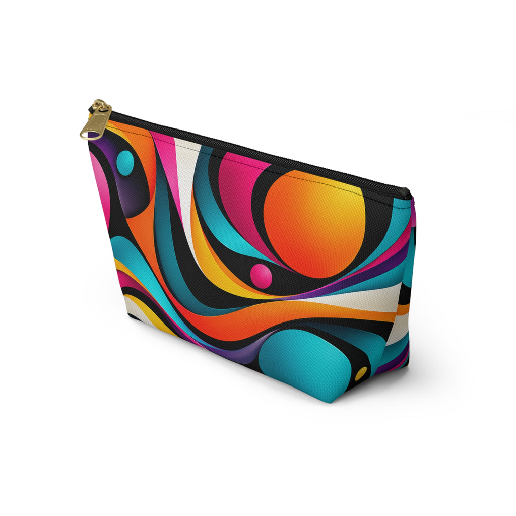 Retro Wave Accessory Pouch — Colorful Abstract Makeup Bag