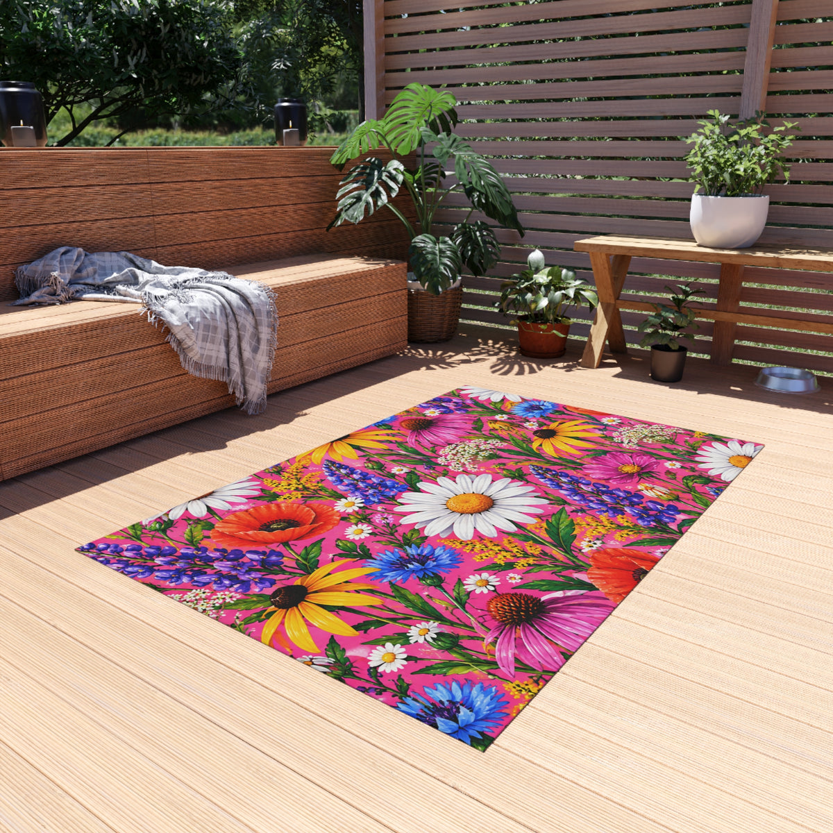 Wildflower Garden Outdoor Rug — Bright Floral Doormat for Patio & Porch