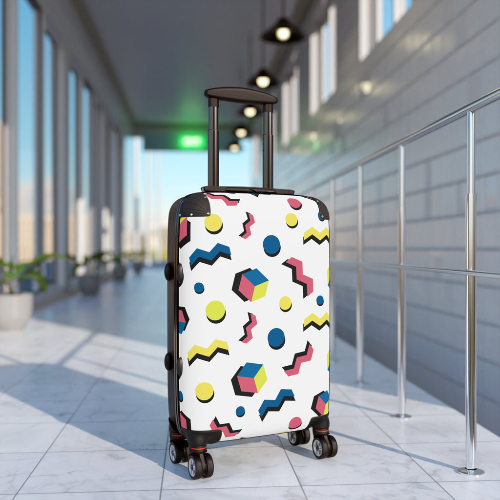 Memphis Retro Pattern Suitcase — 80s Geometric Carry-On