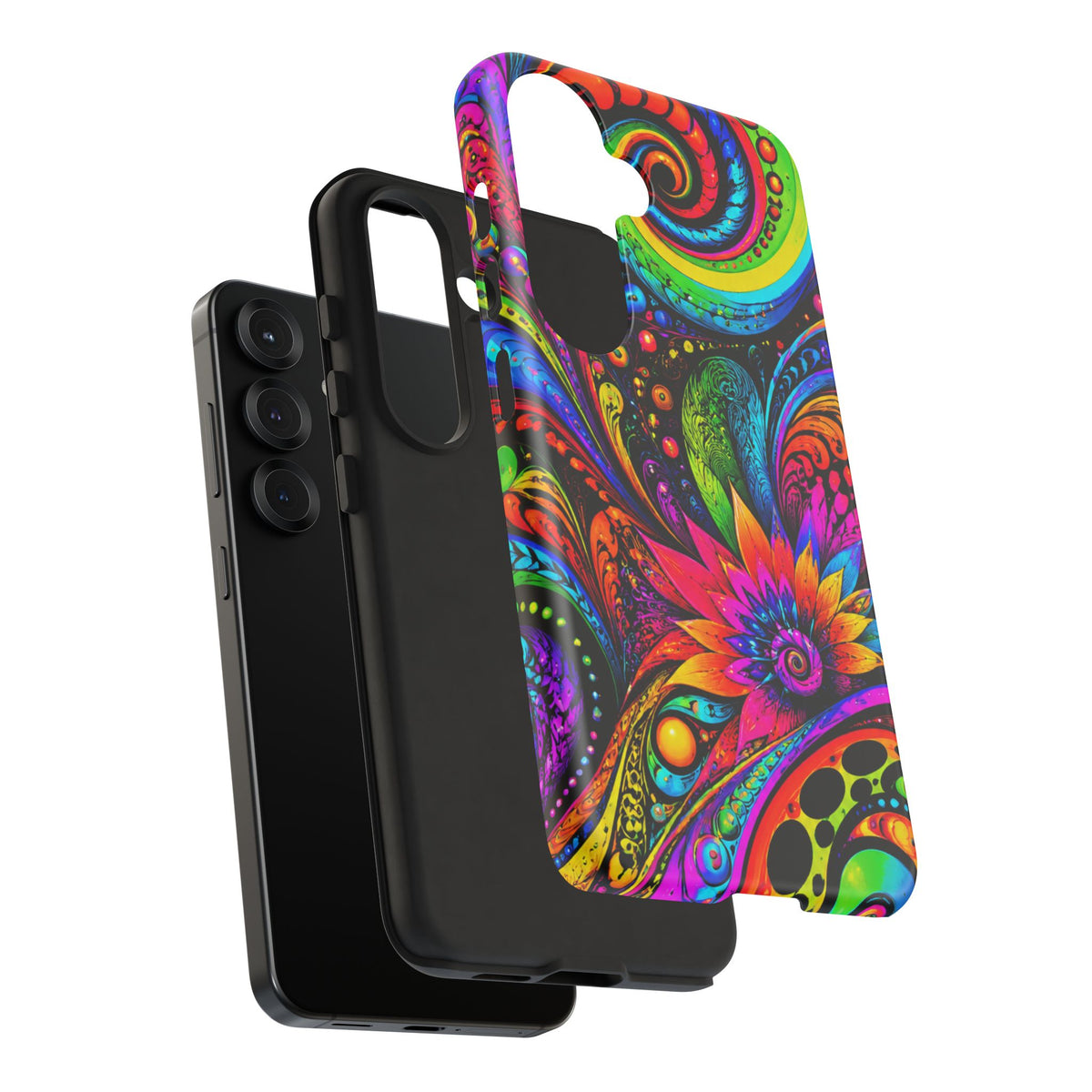 Psychedelic Floral Phone Case — Vibrant Swirl Tough Protective Cover